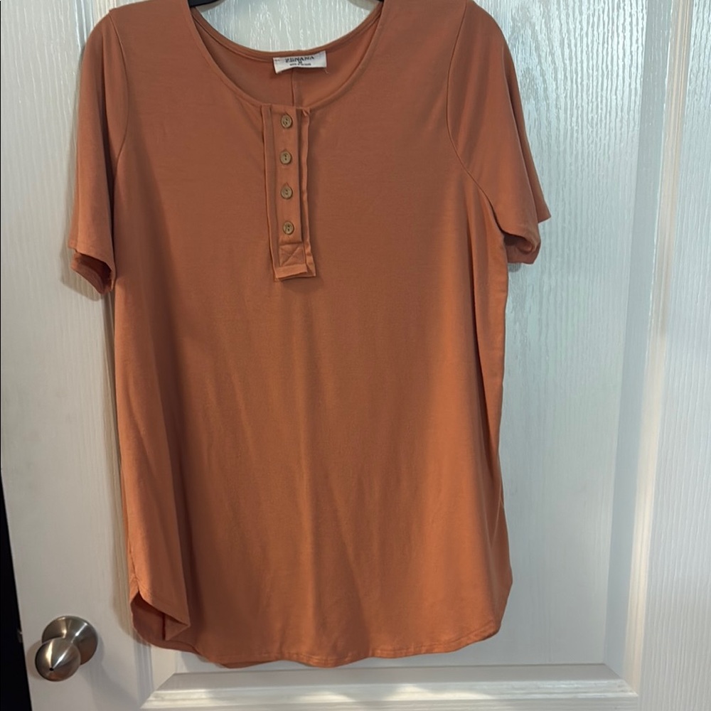 Zenana Outfitters Orange Short Sleeve Polo Blouse